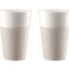 Tasses BODUM - Bistro En Porcelaine Avec Bande Silicone Blanche 2x60cl -Meilleur Café Machines Magasin 2mugsbistro bandesilicone 1
