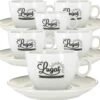 6 Tasses Cappuccino Et Sous-tasses Porcelaine - 17.5 Cl - Cafés Lugat