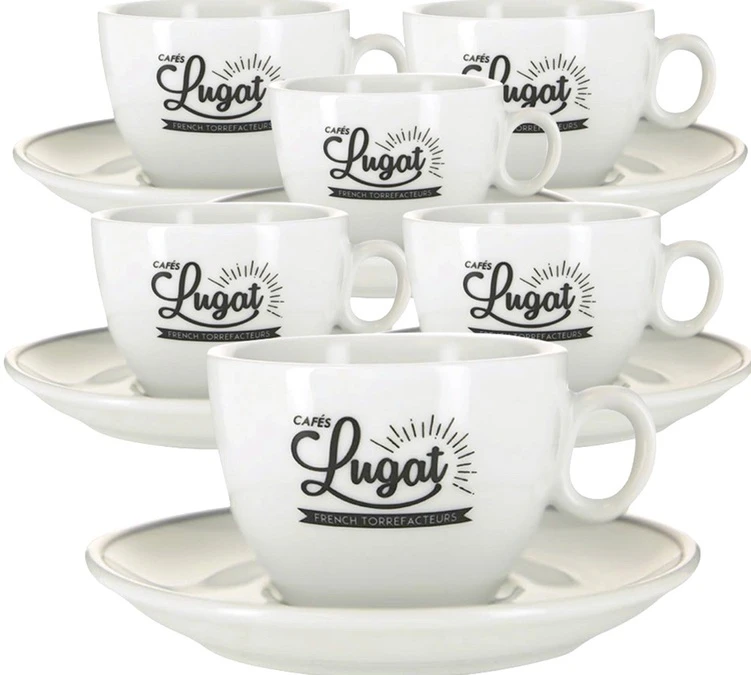 6 Tasses Cappuccino Et Sous-tasses Porcelaine - 17.5 Cl - Cafés Lugat 3 6 Tasses Cappuccino Et Sous-tasses Porcelaine - 17.5 Cl - Cafés Lugat
