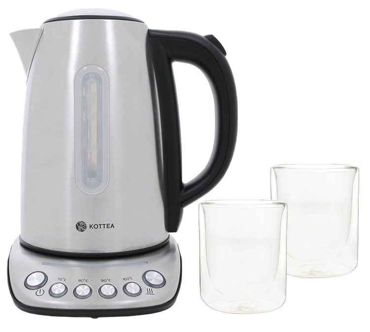 Bouilloire Kottea KT102 Température Réglable Inox 1.7L + 2 Verres Mila 25 Cl 3 Bouilloire Kottea KT102 Température Réglable Inox 1.7L + 2 Verres Mila 25 Cl