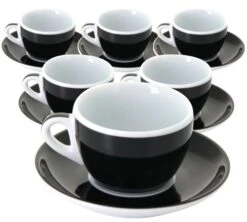 6 Tasses Et Sous-tasses Cappuccino Verona Noire Millecolori - Ancap