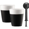 2 Mugs Bistro En Porcelaine 30cl + Boule à Thé - BODUM -Meilleur Café Machines Magasin mugssilicone infuseur