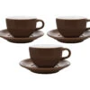 3 Tasses Et Sous Tasses Latte Bowl 19 Cl Marron - ORIGAMI