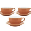 3 Tasses Et Sous Tasses Latte Bowl 25 Cl Orange - ORIGAMI -Meilleur Café Machines Magasin origami orange 25x3