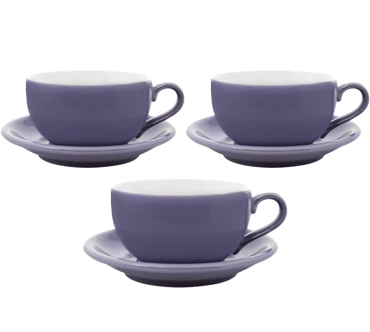 3 Tasses Et Sous Tasses Latte Bowl 25 Cl Violet - ORIGAMI 3 3 Tasses Et Sous Tasses Latte Bowl 25 Cl Violet - ORIGAMI