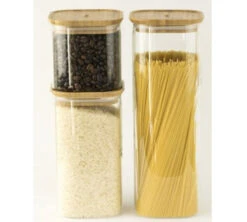 Boîte De Conservation Carrée - En Verre Et Bambou 2.2L - PEBBLY -Meilleur Café Machines Magasin pebbly boite 1 1