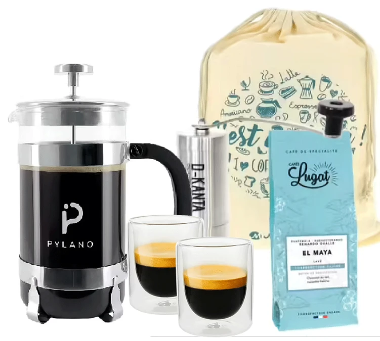 Pack Cafetière à Piston Pylano CALI 3 Tasses + Moulin D-Kanta MG01 3 Pack Cafetière à Piston Pylano CALI 3 Tasses + Moulin D-Kanta MG01
