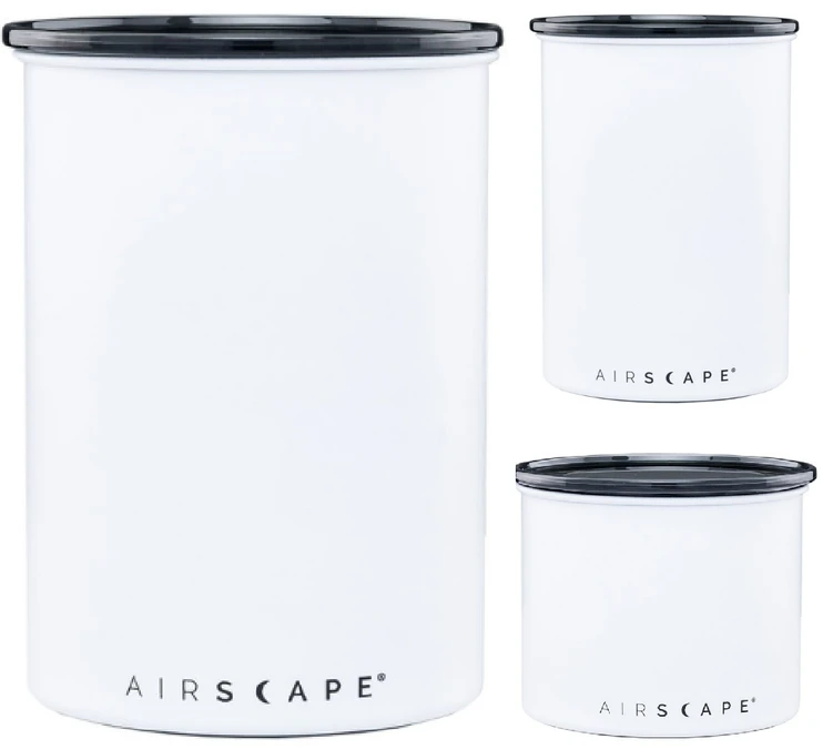 Lot 3 Boîtes Conservatrices Inox Blanc Mat Avec Vide D'air 1k - 500g- 250g - Airscape 3 Lot 3 Boîtes Conservatrices Inox Blanc Mat Avec Vide D'air 1k - 500g- 250g - Airscape